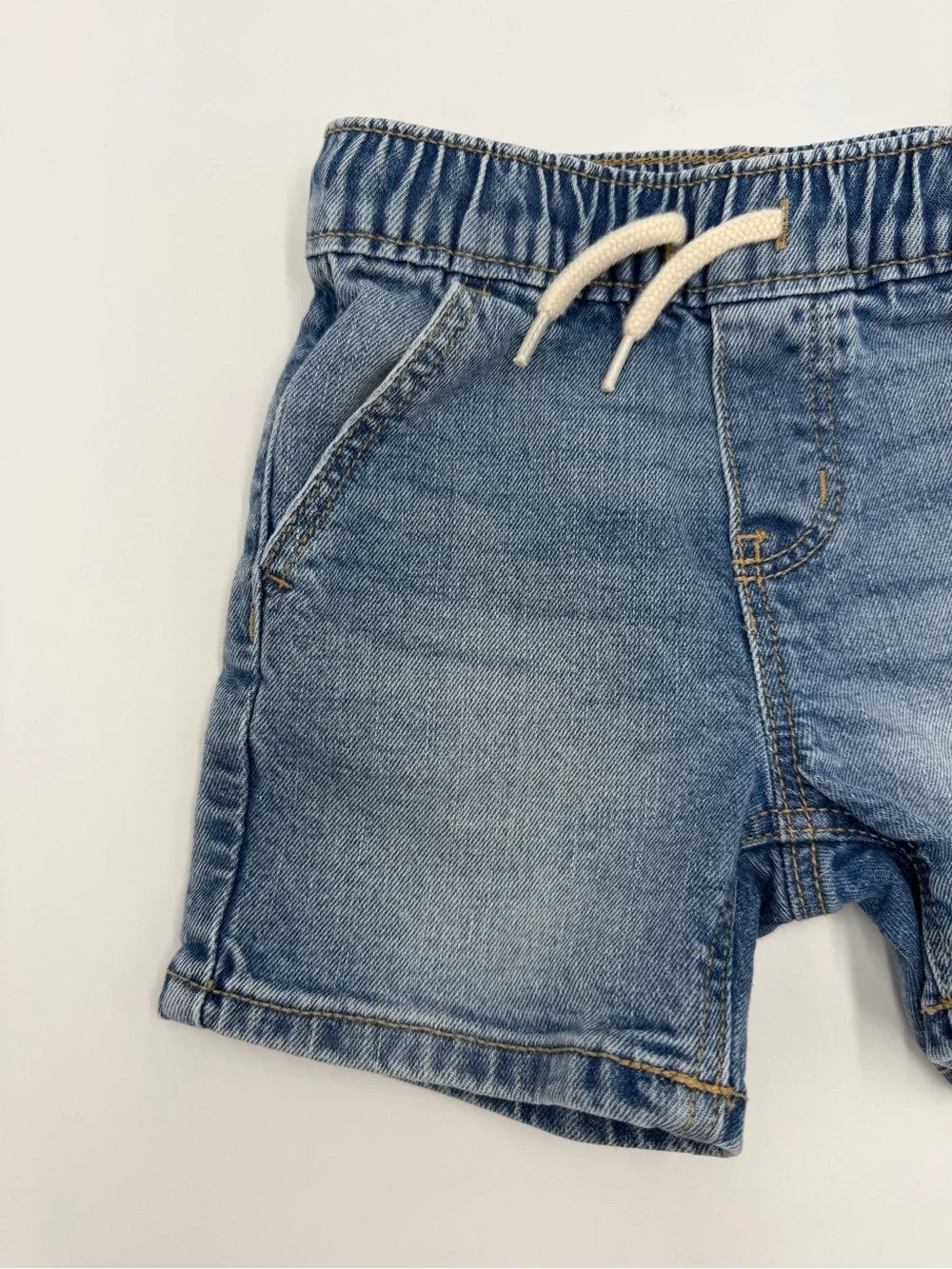 Old Navy Light Blue Denim Pull-On Shorts with Drawstring 18-24 Months